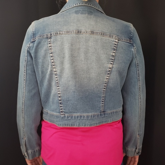 Chico's denim rhinestone studded jacket - Picture 8 of 8